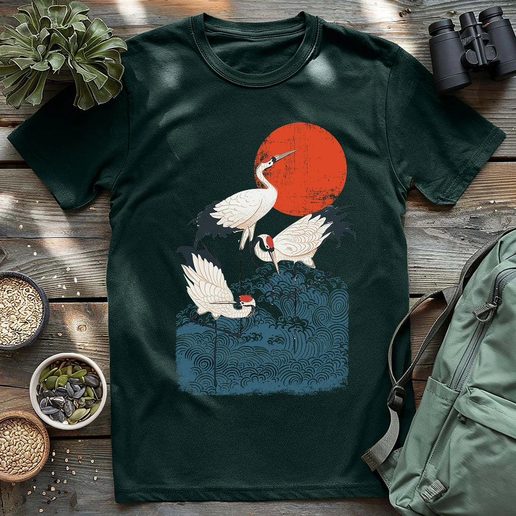 Crimson Sun Cranes T-shirt