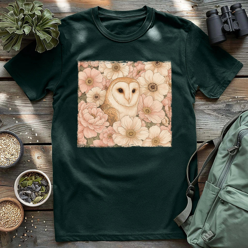 Owl In Flower Field T-shirt