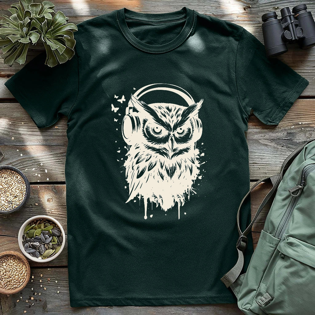 Owl Listening To Music T-shirt