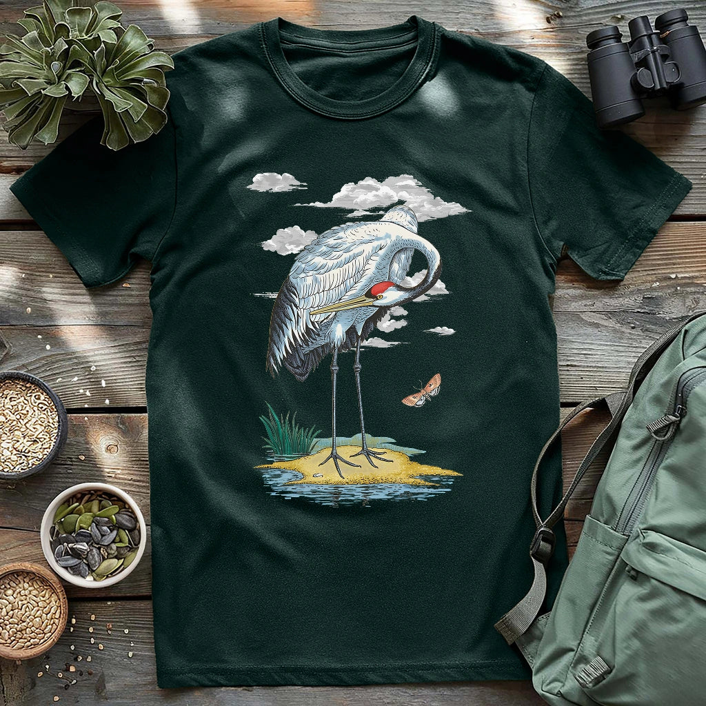 Red-crowned Crane By River T-shirt