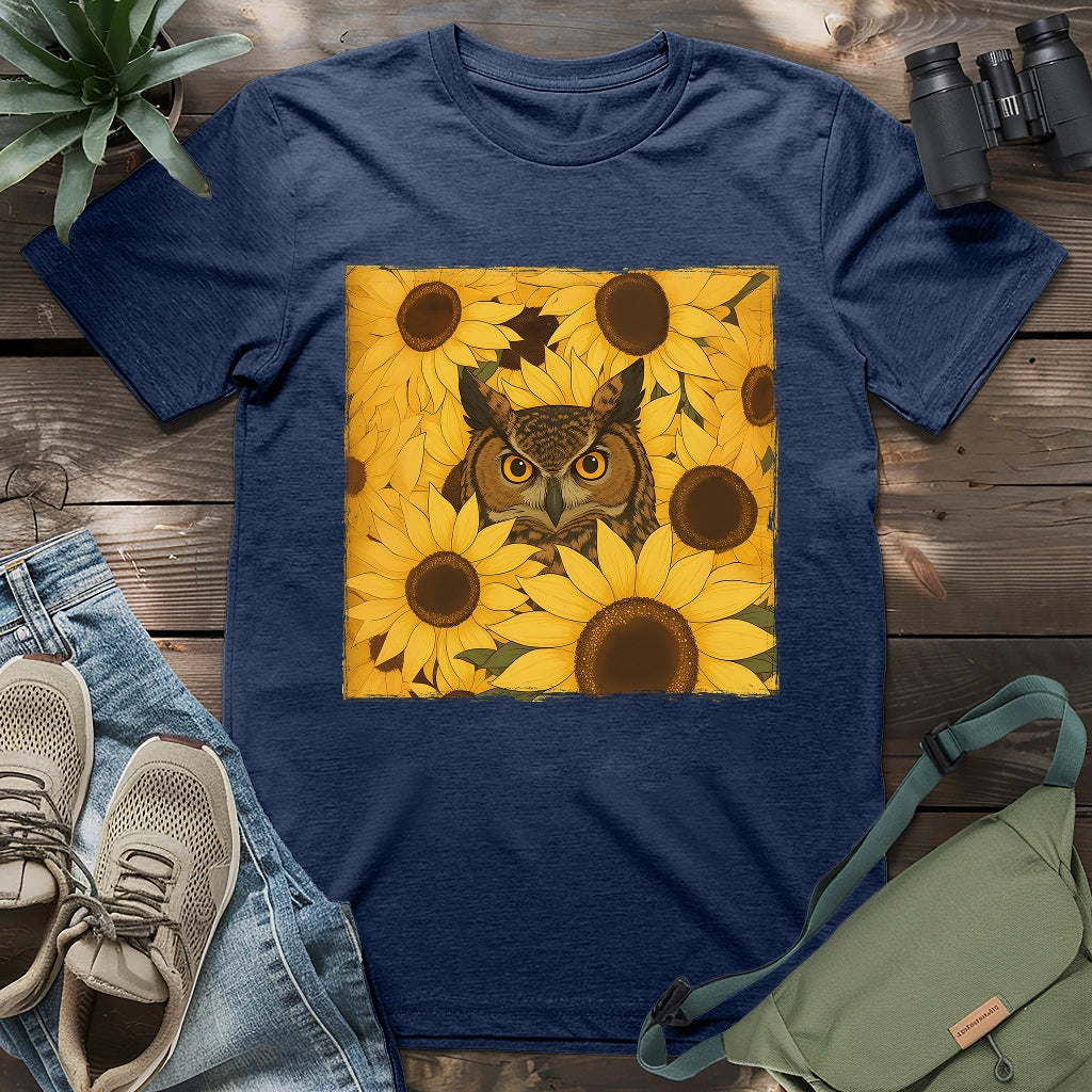 Owl In Sunflower Field T-shirt