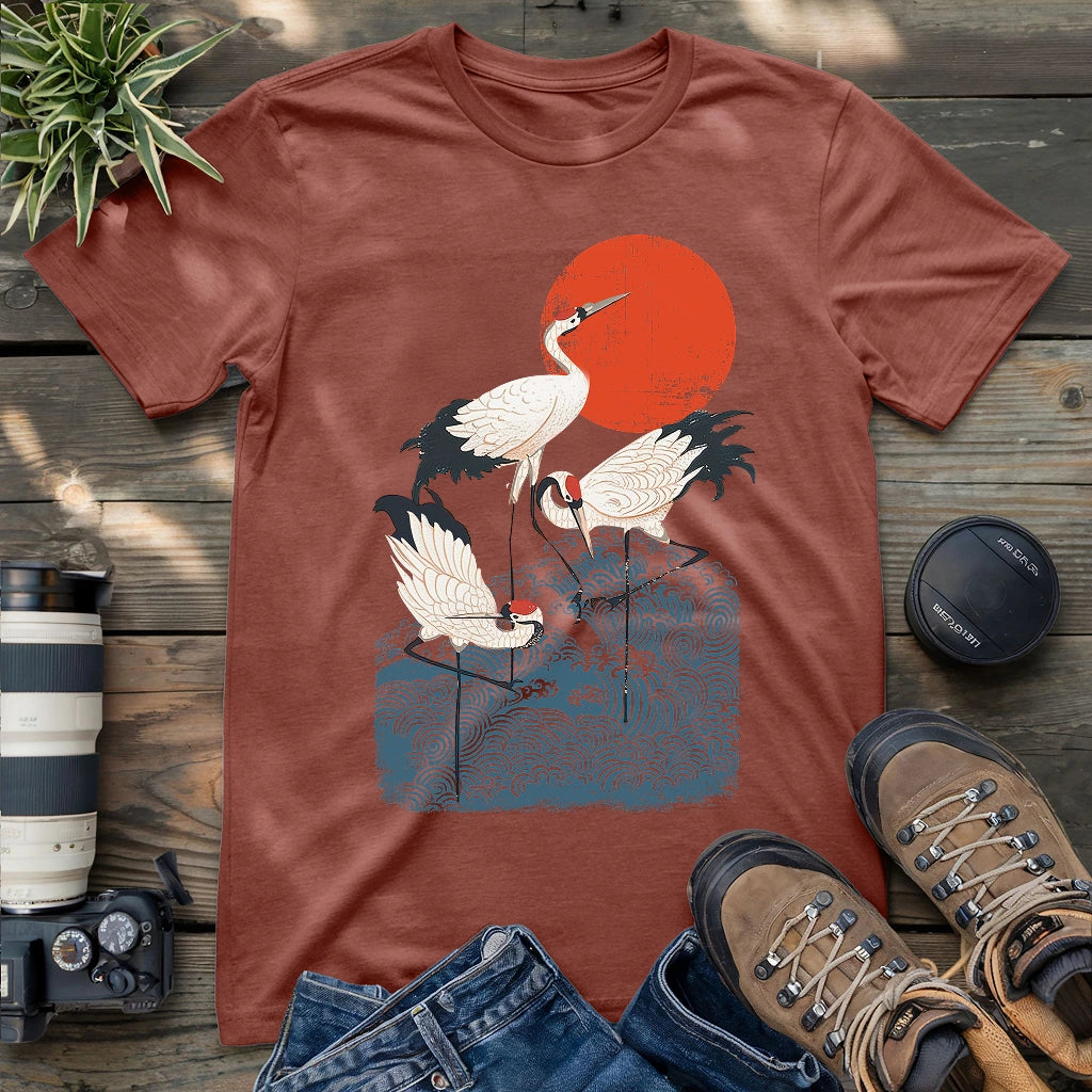 Crimson Sun Cranes T-shirt