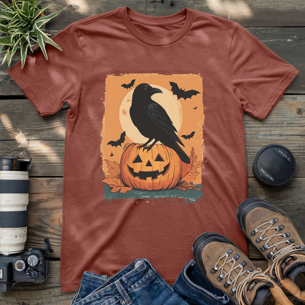 Moonlit Crow & Pumpkin T-shirt