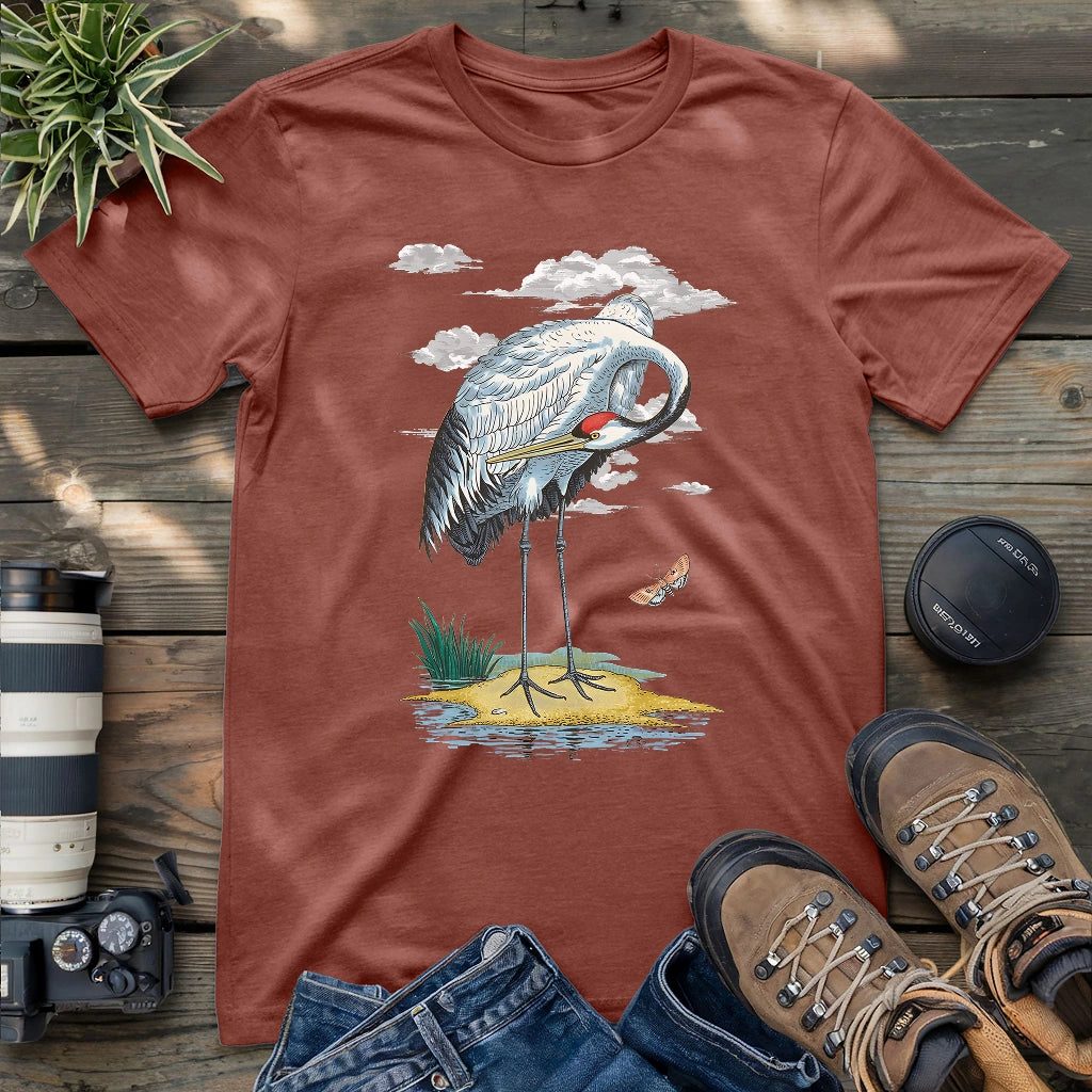 Red-crowned Crane By River T-shirt