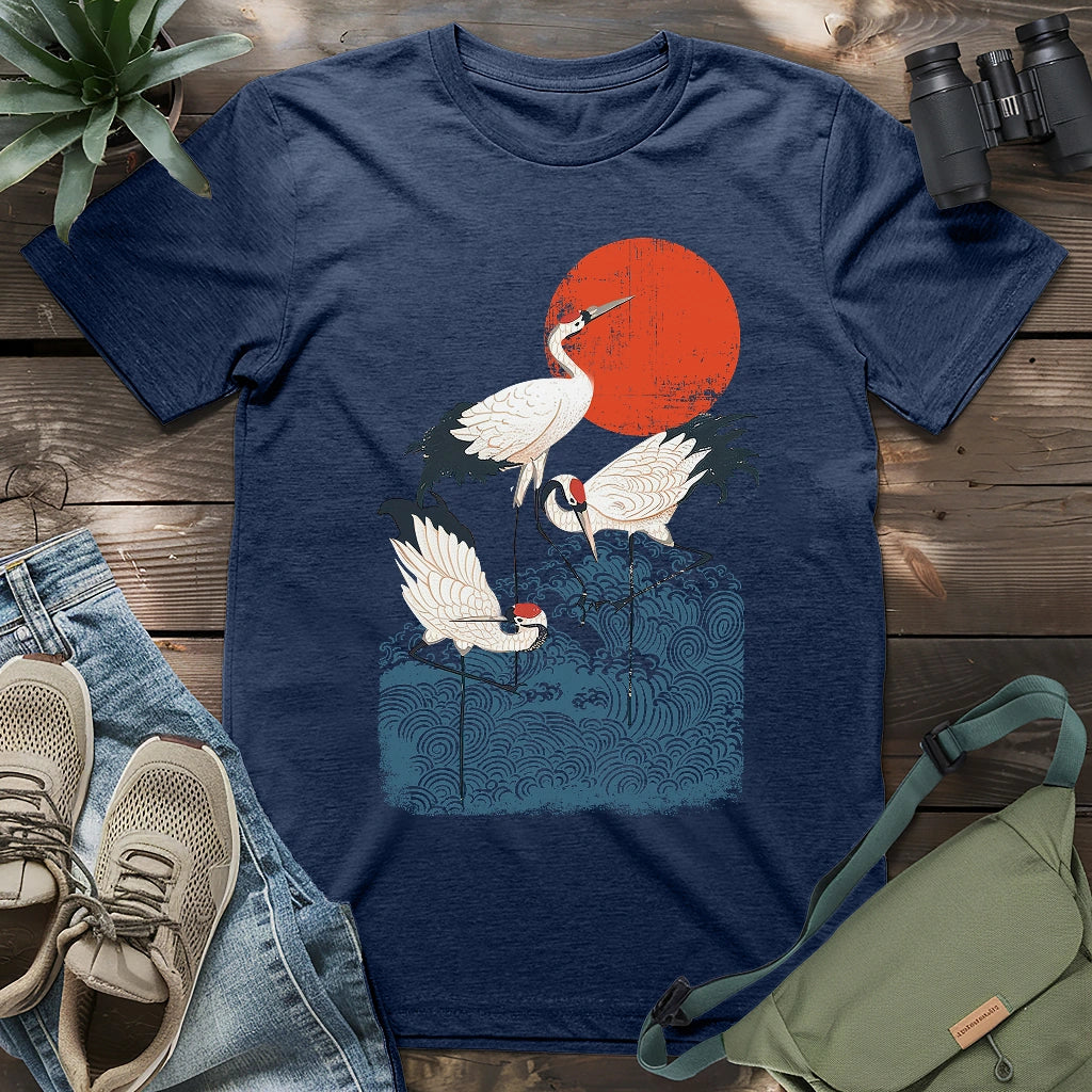 Crimson Sun Cranes T-shirt