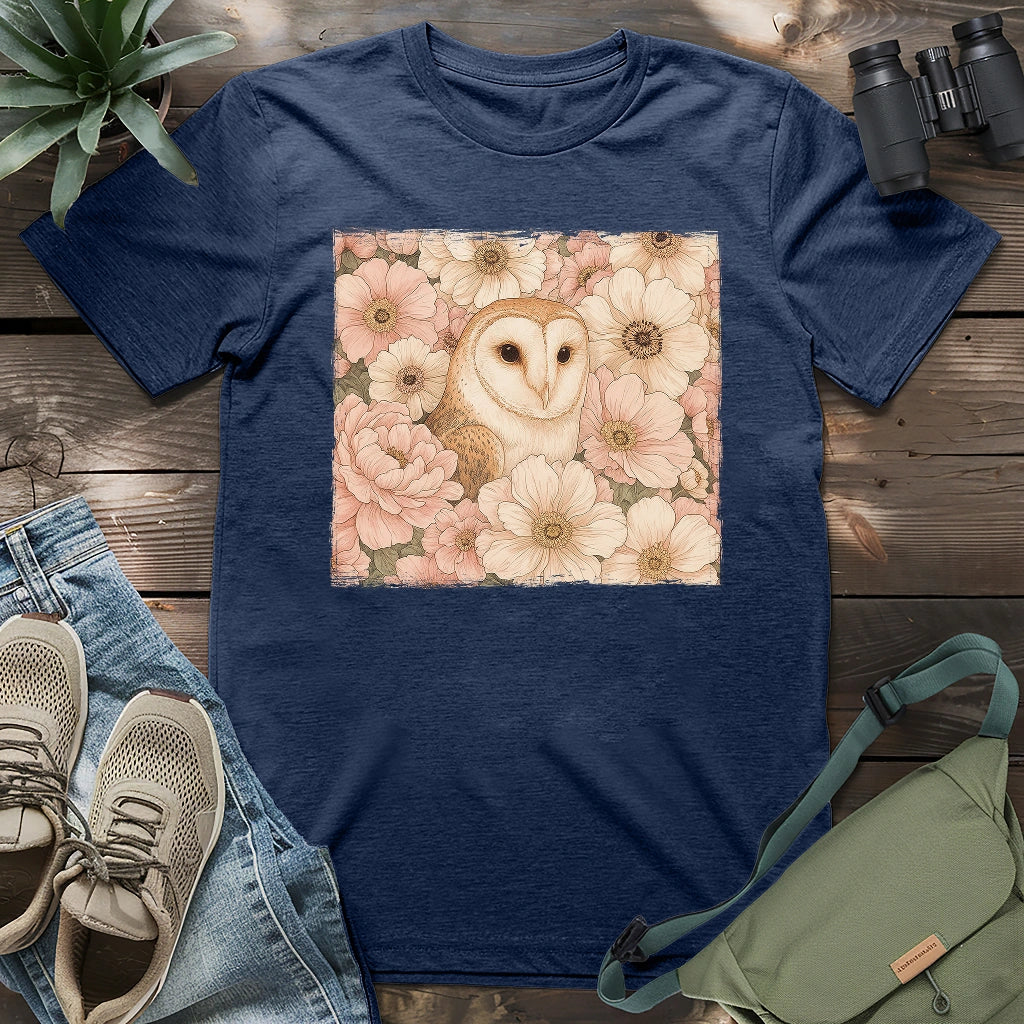 Owl In Flower Field T-shirt