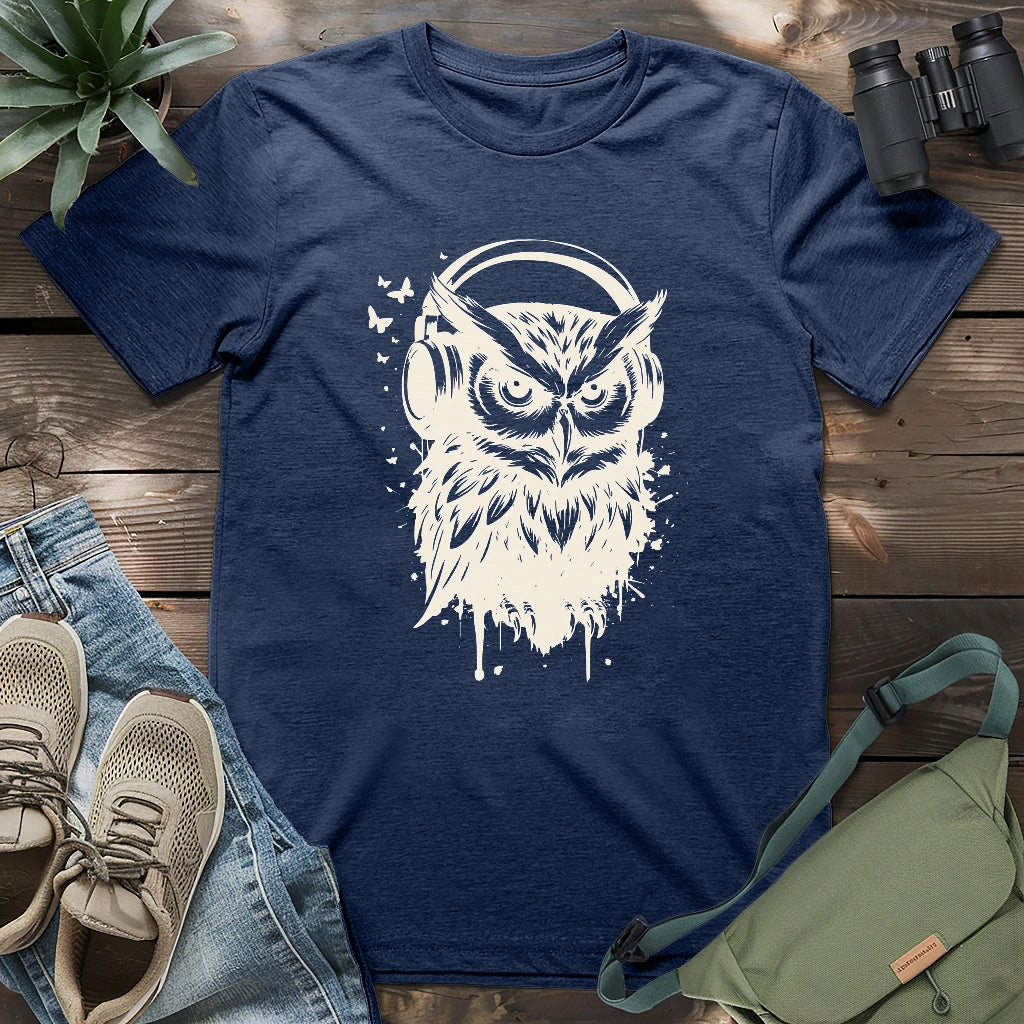 Owl Listening To Music T-shirt