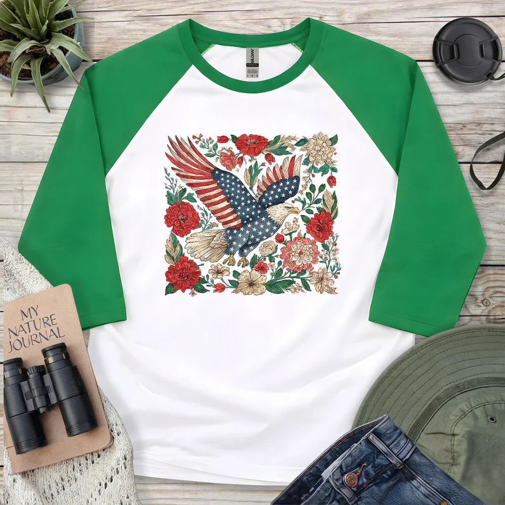 Eagle Of 4th Of July 3/4 Sleeve T-shirt