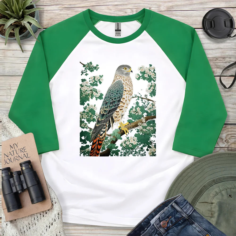 Hawk in Bloom 3/4 Sleeve T-shirt