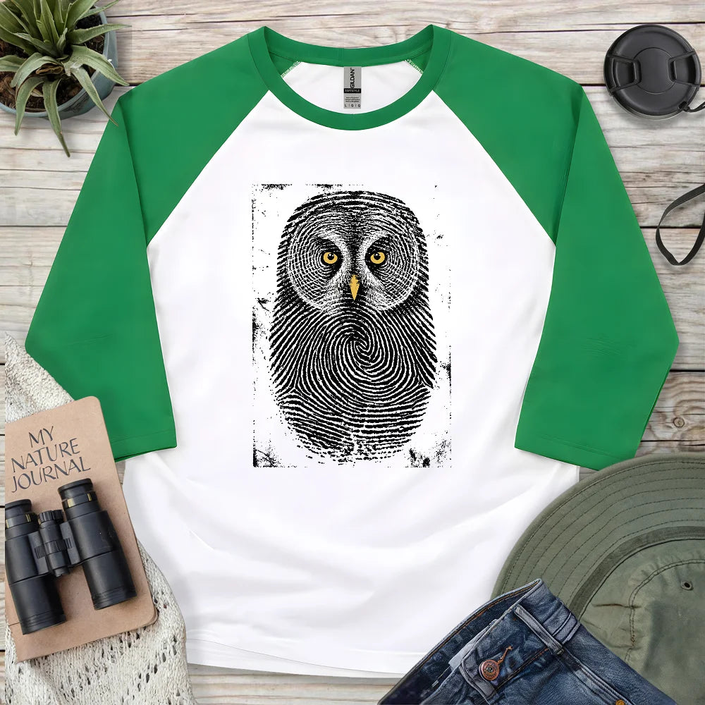 Owl Face Print 3/4 Sleeve T-shirt
