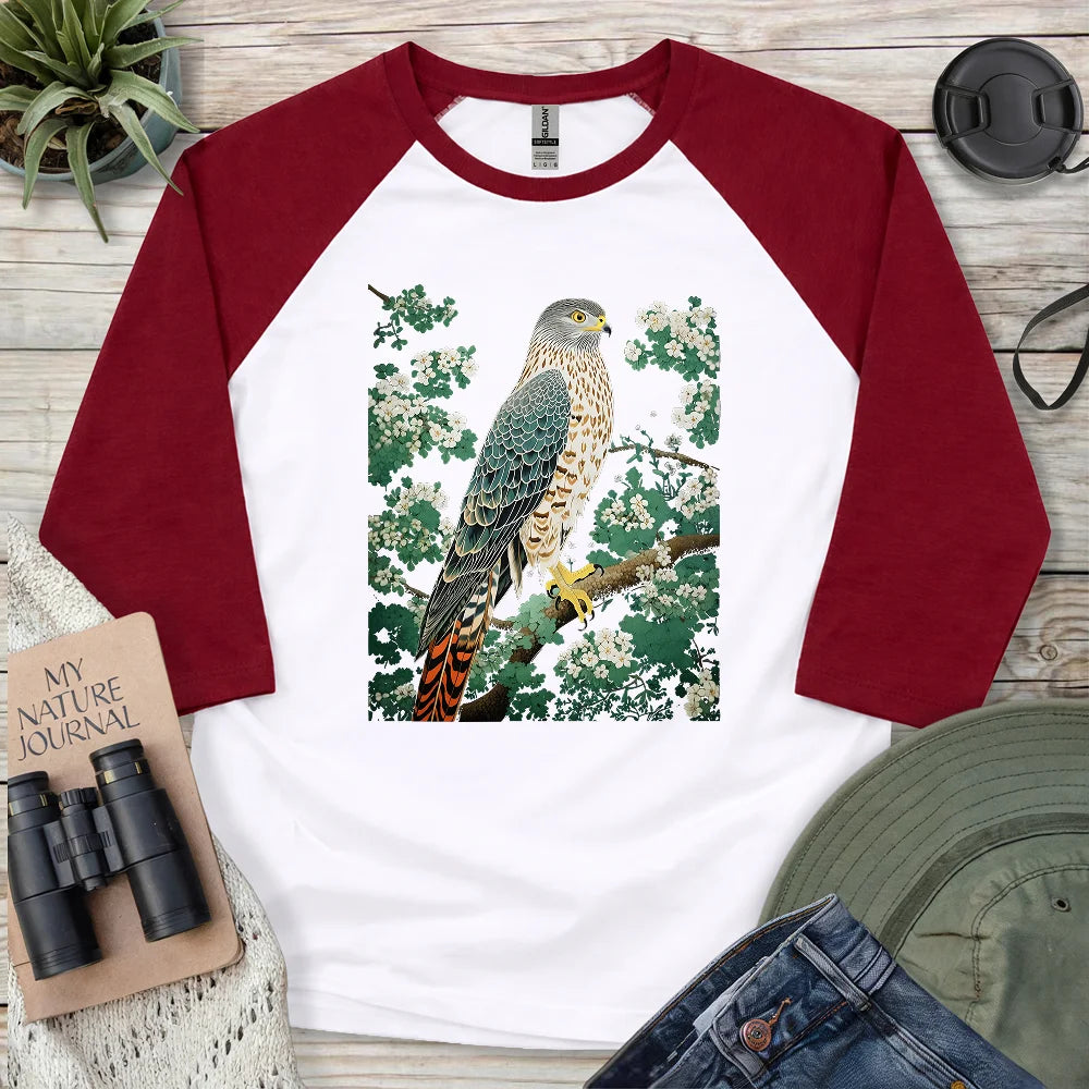 Hawk in Bloom 3/4 Sleeve T-shirt