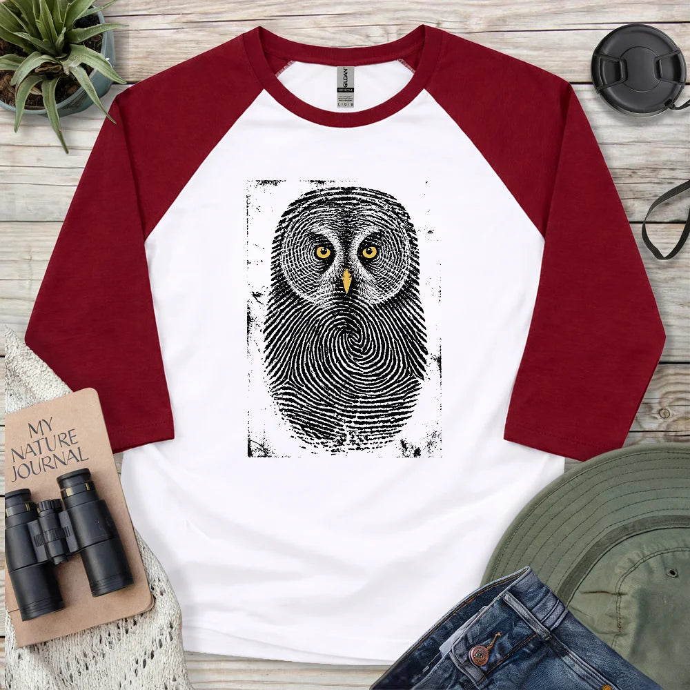 Owl Face Print 3/4 Sleeve T-shirt