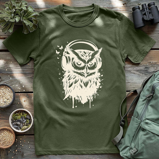 Owl Listening To Music T-shirt