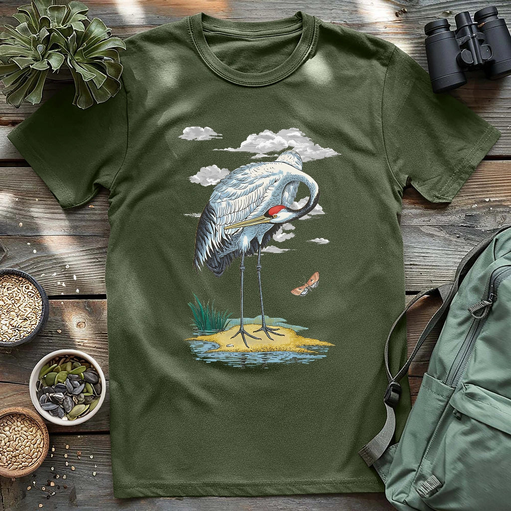 Red-crowned Crane By River T-shirt