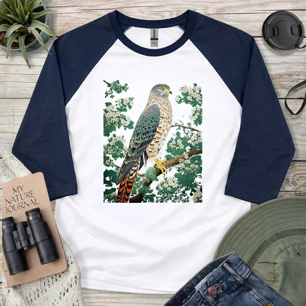 Hawk in Bloom 3/4 Sleeve T-shirt