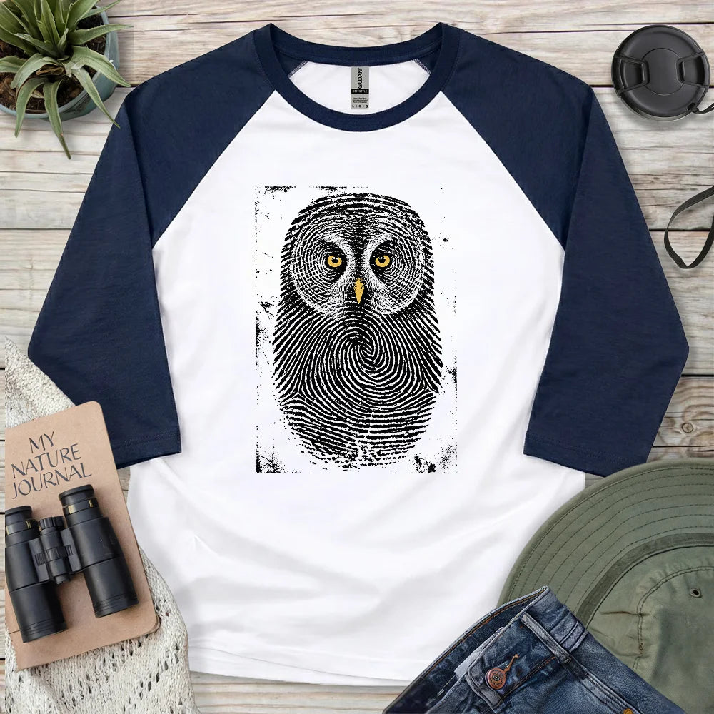 Owl Face Print 3/4 Sleeve T-shirt