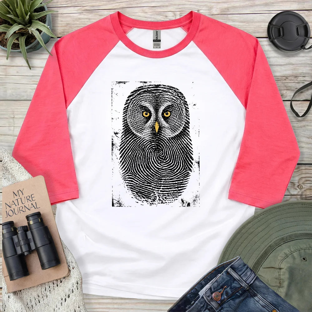 Owl Face Print 3/4 Sleeve T-shirt