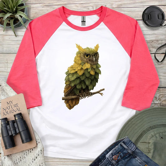 Owl Made By Leaves 3/4 Sleeve T-shirt