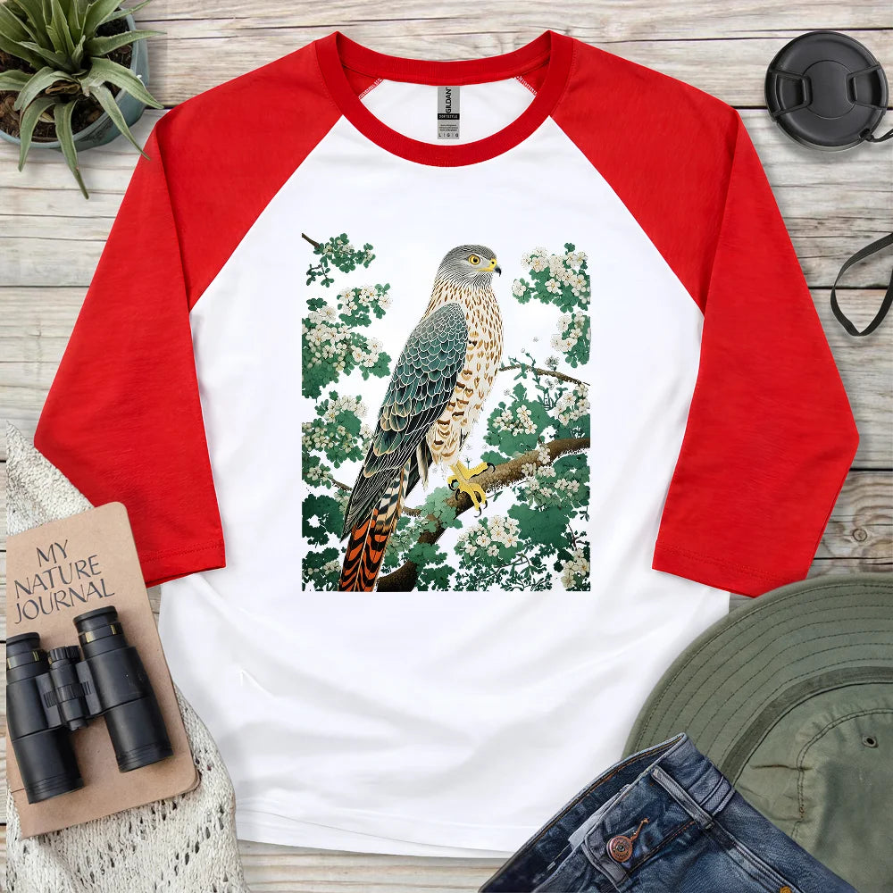 Hawk in Bloom 3/4 Sleeve T-shirt