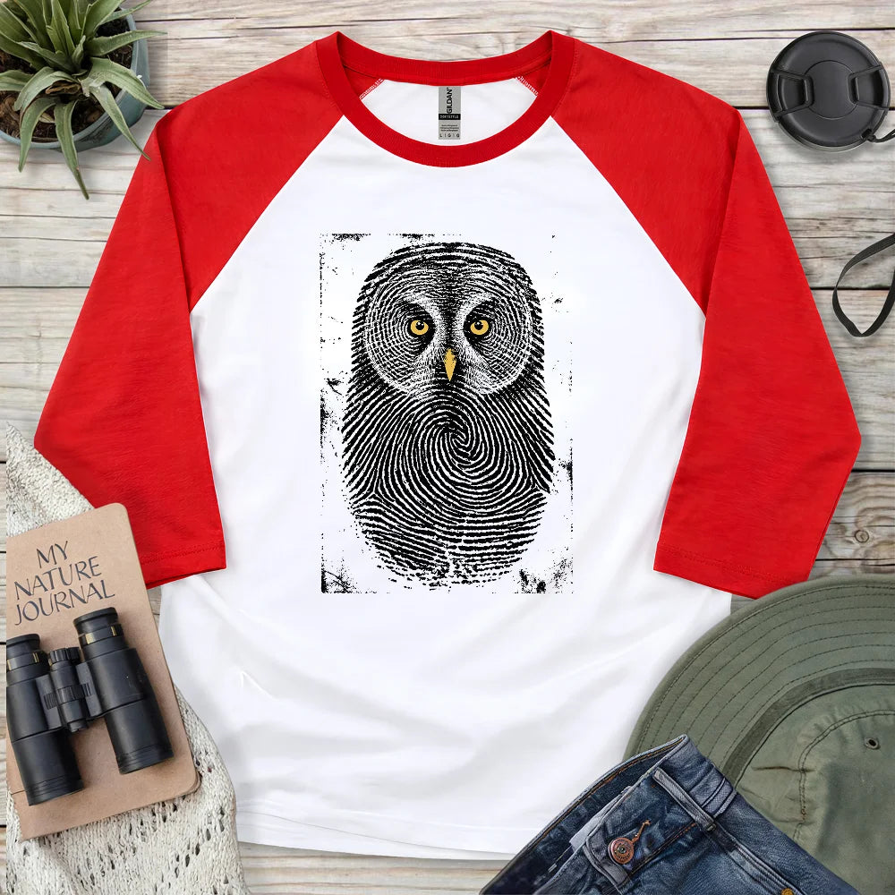 Owl Face Print 3/4 Sleeve T-shirt