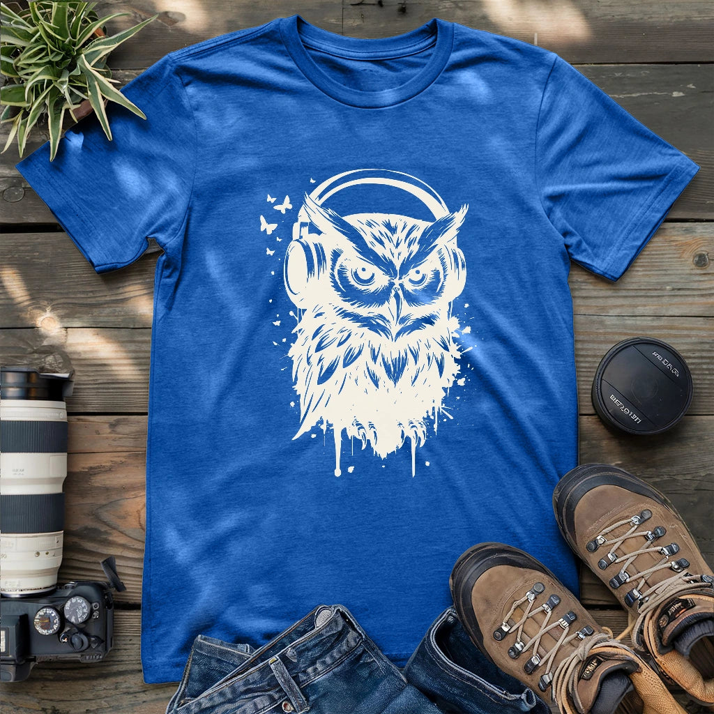 Owl Listening To Music T-shirt