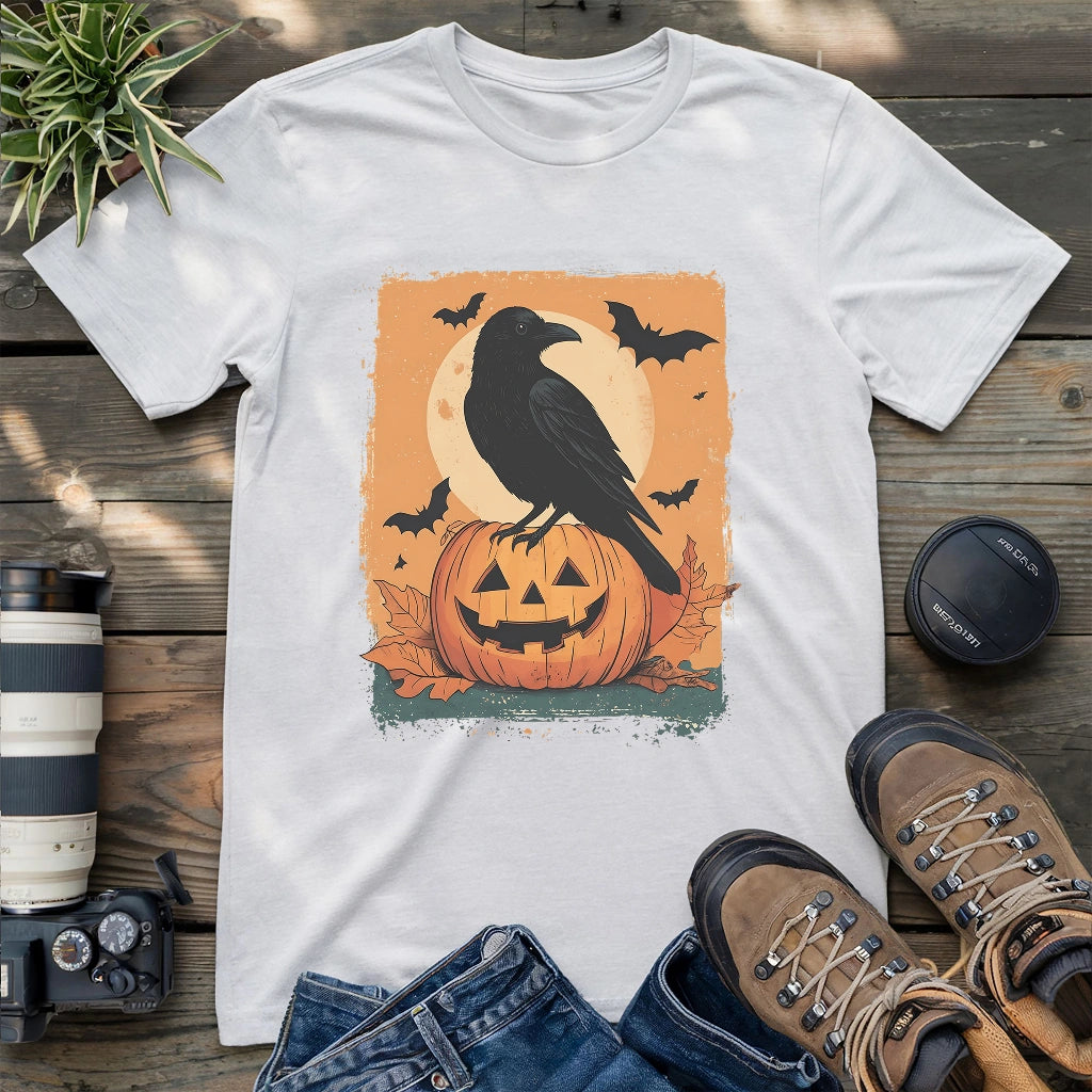 Moonlit Crow & Pumpkin T-shirt