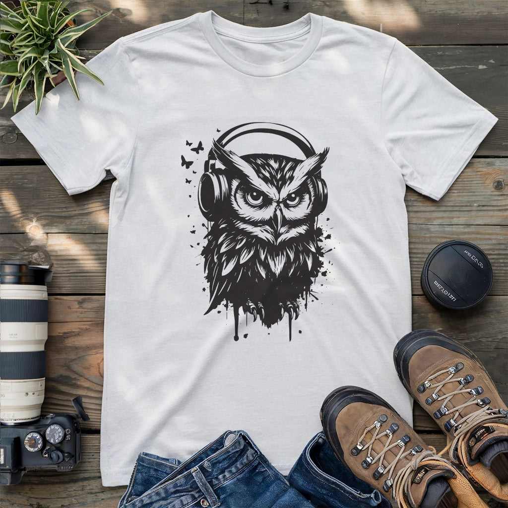 Owl Listening To Music T-shirt