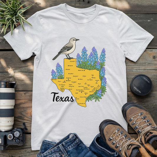 Texas Mocking Bird Map T-shirt